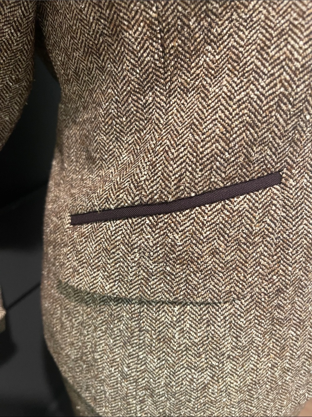 Paul Costelloe Designer Luxury Silk Wool Herringbone Peplum Skirt Suit Size 4 - Picture 4 of 12